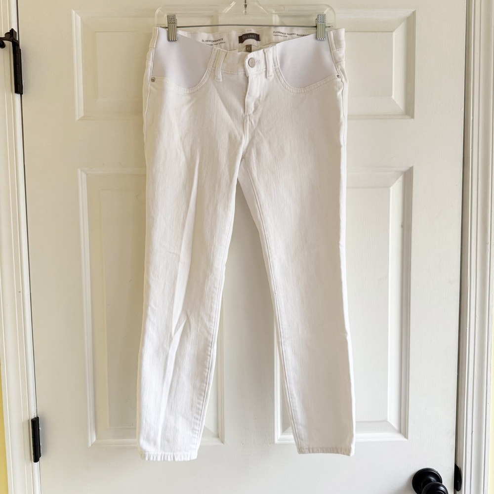 DL‎ 1961 Florence Skinny Maternity Instasculpt Crop Jeans White Size 27